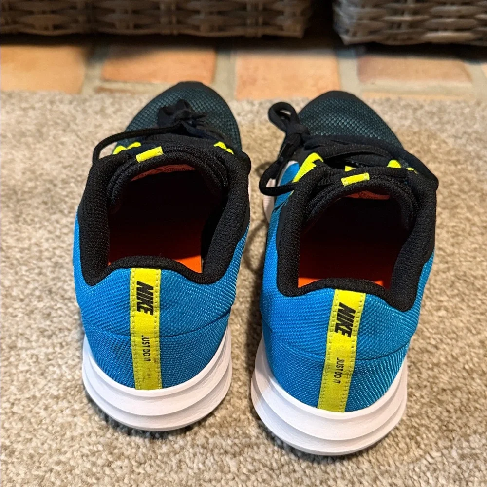 Nike Downshifter Kids Sneakers Black Blue Yellow Size 4.5 - Picture 3 of 7